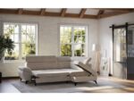 Canapé d'angle droit convertible ANNA 2 – 4 places – Tissu Sable avec coffre de rangement – Image 4