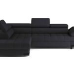 Canapé d'angle gauche convertible SELVA 4 places – Tissu Anthracite avec coffre de rangement