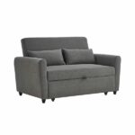 Canapé droit convertible TUDOR 2 places – Tissu gris