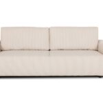 Canapé droit convertible NADO 3 places – Tissu Beige avec coffre de rangement