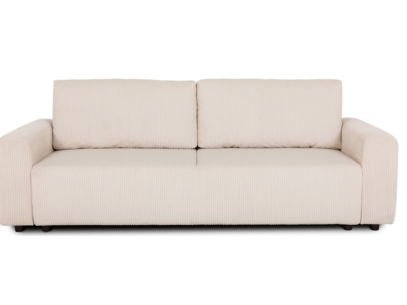 G_109380_A Canapé droit convertible NADO 3 places – Tissu Beige avec coffre de rangement – Image 1