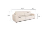 Canapé droit convertible NADO 3 places – Tissu Beige avec coffre de rangement – Image 5