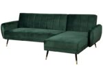 Canapé d'angle réversible KANA 3 places Velours Vert foncé – Image 3