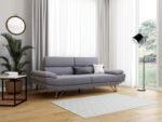 Canapé droit relax manuel MARTIN 3 places – Tissu Gris clair – Image 7