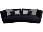 Canapé droit fixe SOPHIE 4 places Tissu Anthracite coussins gris clair