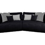 Canapé droit fixe SOPHIE 4 places Tissu Anthracite coussins gris clair