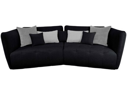 Canapé droit fixe SOPHIE 4 places Tissu Anthracite coussins gris clair