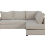 Canapé d'angle réversible convertible CASTEL 4 places – Tissu beige avec coffre de rangement
