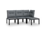 Salon de jardin 4 pcs | mobilier de jardin | ensemble de jardin noir et gris résine tressée