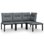 Salon de jardin 4 pcs | mobilier de jardin | ensemble de jardin noir et gris résine tressée