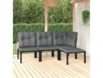 Salon de jardin 4 pcs | mobilier de jardin | ensemble de jardin noir et gris résine tressée – Image 2