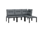 Salon de jardin 4 pcs | mobilier de jardin | ensemble de jardin noir et gris résine tressée – Image 4