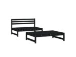 Salon de jardin 2 pcs noir bois massif de pin
