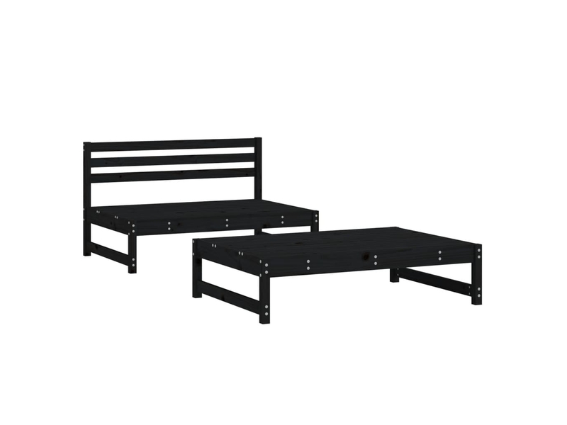 G_C78580236_B Salon de jardin 2 pcs noir bois massif de pin – Image 1