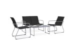 Salon de jardin 4 pcs | mobilier de jardin | ensemble de jardin tissu et acier noir – Image 2