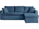 Canapé d'angle réversible convertible BESTMOBILIER CYRUS 4 places – Velours Bleu avec Coffre