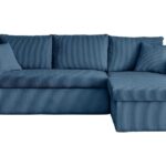 Canapé d'angle réversible convertible BESTMOBILIER CYRUS 4 places – Velours Bleu avec Coffre