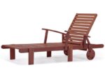 Bain de soleil pliant en bois exotique tokyo - mahogany- marron acajou