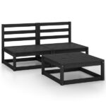 Salon de jardin 3 pcs noir bois de pin massif ,design 2025 70x70x67 cm NEUF - neuf