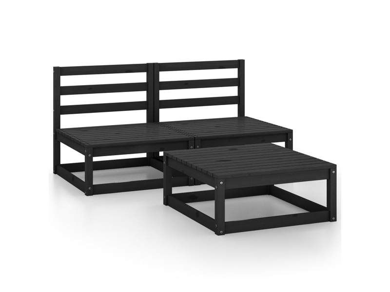 G_J73903866_B Salon de jardin 3 pcs noir bois de pin massif ,design 2025 70x70x67 cm NEUF - neuf – Image 1
