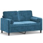 Canapé droit convertible MOSELOTA 2 pl Coton / Polyester bleu