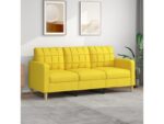 Canapé droit fixe VIDAXL 3 pl Tissu jaune – Image 2
