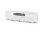 Aura meuble tv bas universel 150 cm à suspendre ou à poser sous meuble tv - buffet hi-fi - blanc brillant sans led