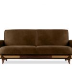 Canapé droit convertible KONSIMO® 3 pl Textilène marron Coffre de rangement