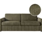 Canapé droit convertible LOUNGITUDE AGATHE 3 places – Velours Vert