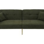 Canapé droit convertible OKWISH 2 places – Tissu vert