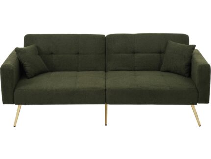 Canapé droit convertible OKWISH 2 places – Tissu vert