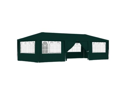 Tente de réception | tonnelle | chapiteau avec parois latérales 4x9 m vert 90 gm²