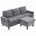 Canapé d'angle gauche fixe SWEIKO 3 places – Tissu Gris