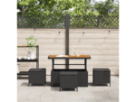 Vidaxl ensemble de salle à manger de jardin 4 pièces avec coussins noirs en poly rotin et acacia – Image 2