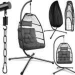 Tectake fauteuil suspendu avec coussin et appui-tête extra épais ARIANE