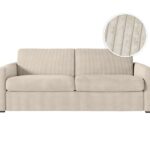 Canapé droit convertible LOUNGITUDE AGATHE 3 places – Tissu Beige