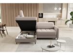 Canapé droit convertible LES TENDANCES 4 places – Tissu taupe avec coffre de rangement – Image 4