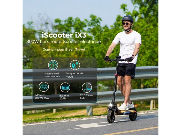 Trottinette electrique adulte iscooter ix3,800w motor,40kmh,40km,48v 10ah – Image 3