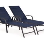 Lot de 2 bains de soleil en métal farniente - bleu nuit