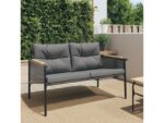 Banc de jardin avec coussins 116cm noir acier – Image 2
