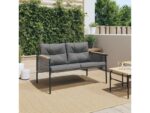 Banc de jardin avec coussins 116cm noir acier – Image 3