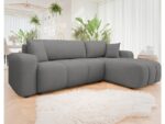 Canapé d'angle réversible convertible BESTMOBILIER NICOLE 4 places – Tissu Gris avec coffre de rangement – Image 2
