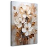 Tableau sur toile fleurs beiges peintes 70x100 1238858888