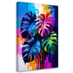 Tabelau sur toile, feuilles de monstera colorées 1261245518