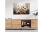 Tableau pour salon chambre, fleurs blanches peintes en beige 1256795129 – Image 2