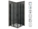 Sofia-black cabine douche 80x90 cm + receveur h.180 portes pivotantes verre 6 mm, profilés noirs