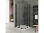 Sofia-black cabine douche 75x90 cm + receveur h.180 portes pivotantes verre 6 mm, profilés noirs – Image 2